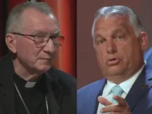 Cardinal Pietro Parolin and Viktor Orbán take part in a discussion at the Bled Strategic Forum, Slovenia, Sept. 1, 2021.